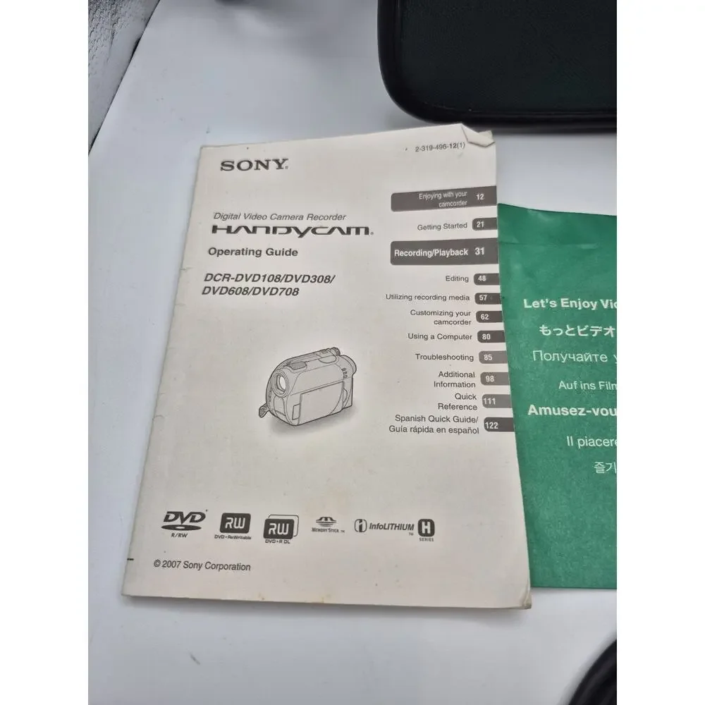 Sony Handycam DCR-DVD108 with Battery/Manual/Bag UNTESTED AS-IS